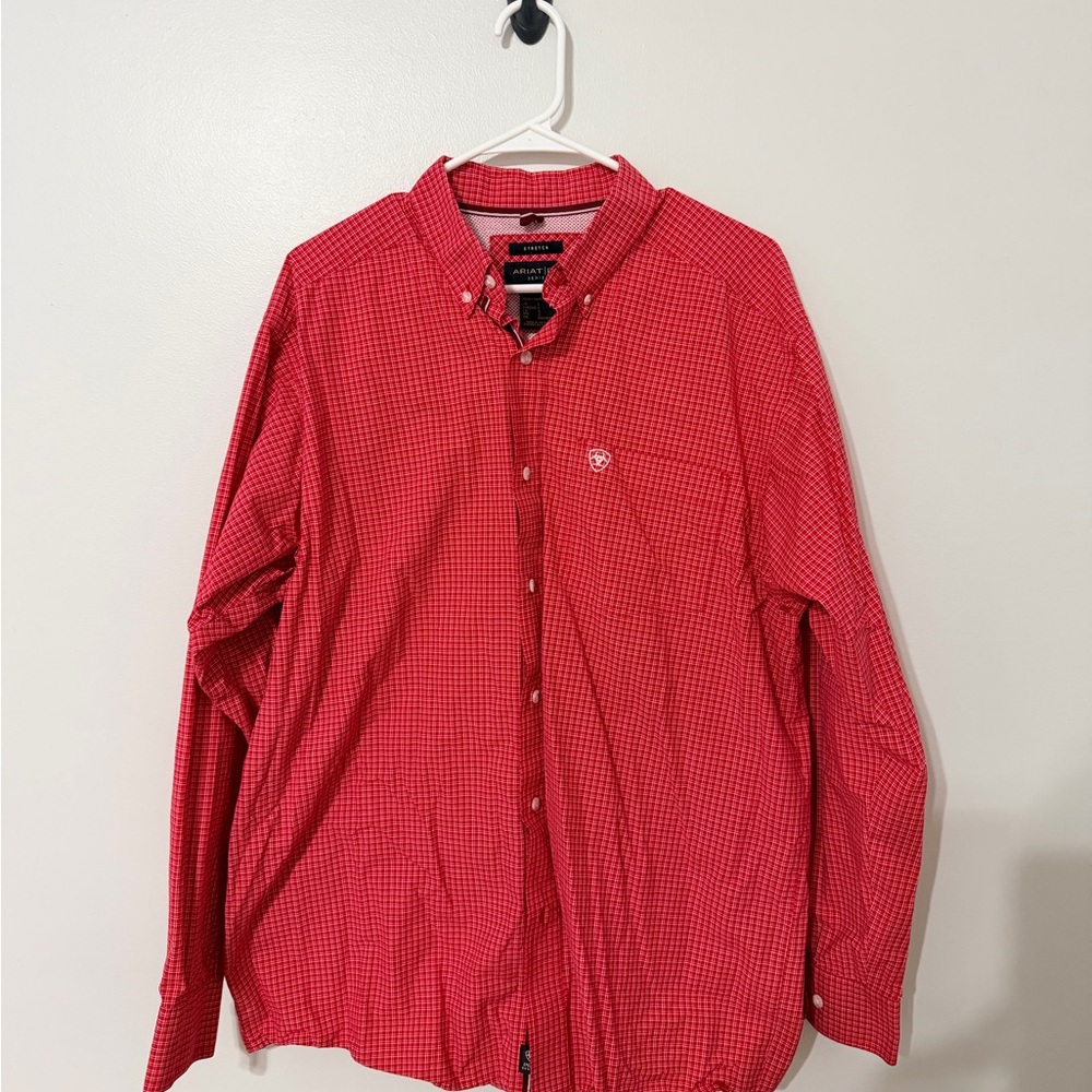 Ariat Men's Red Checkered Button Down Shirt